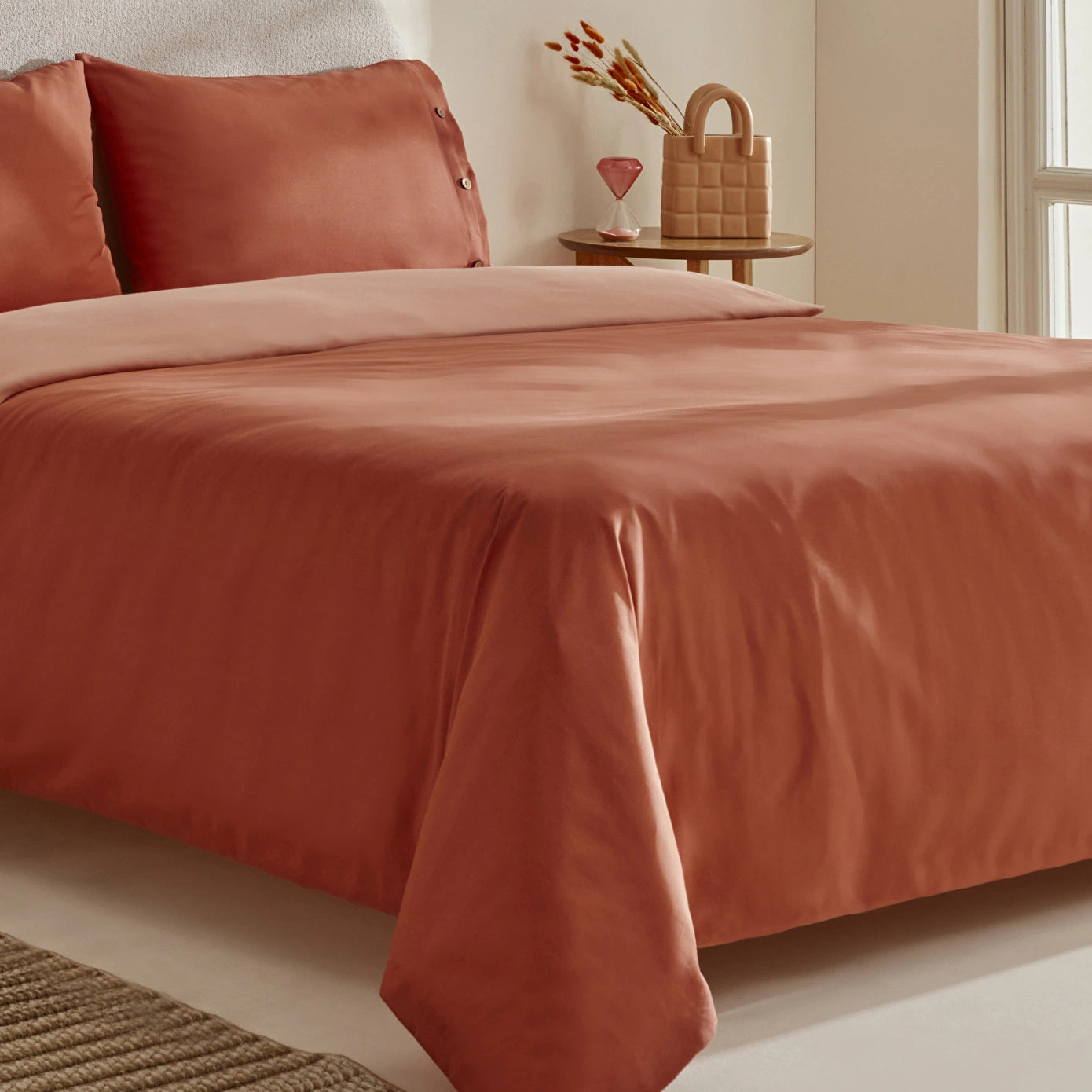 Basis 100% Cotton Double Duvet Cover Set Terracotta