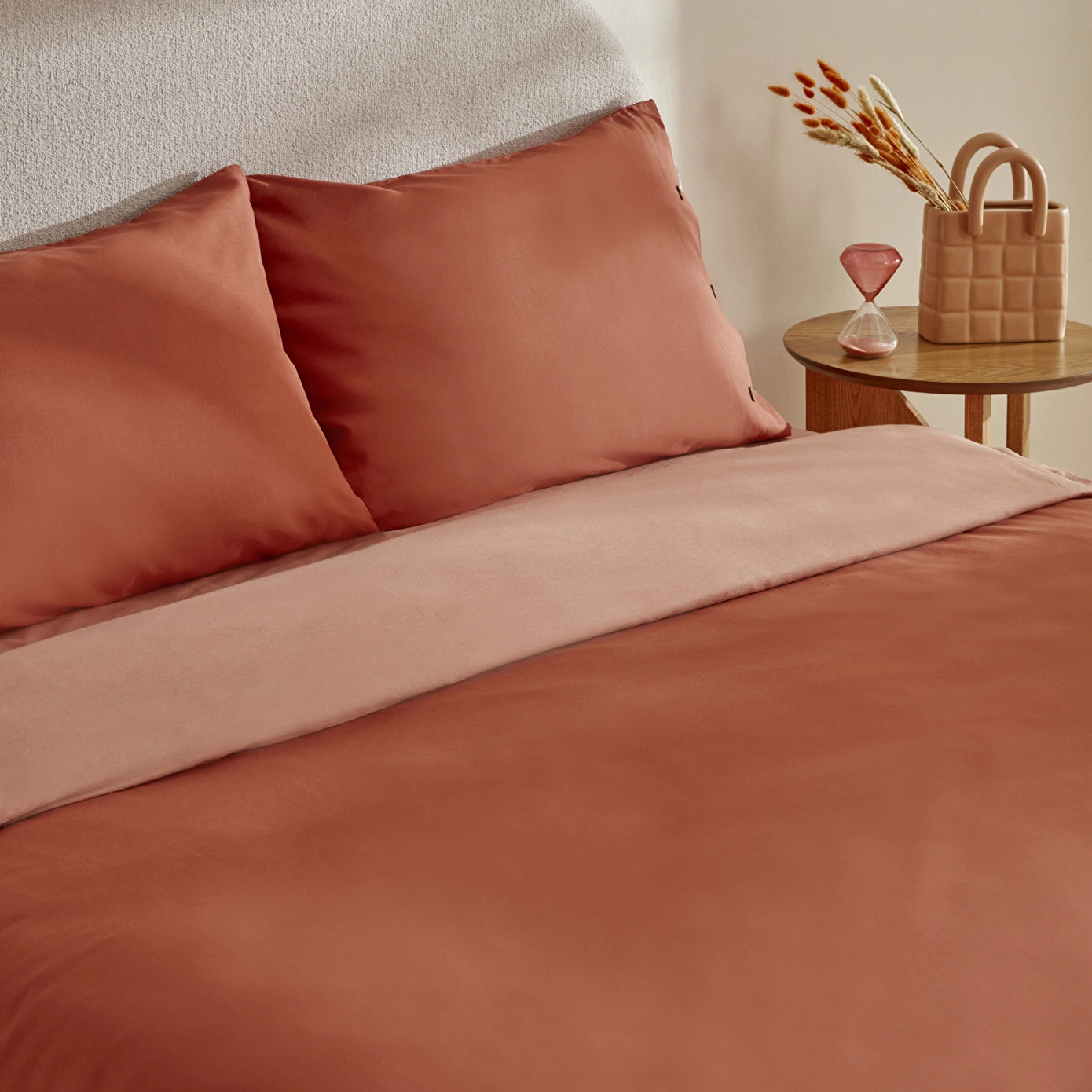 Basis 100% Cotton Double Duvet Cover Set Terracotta