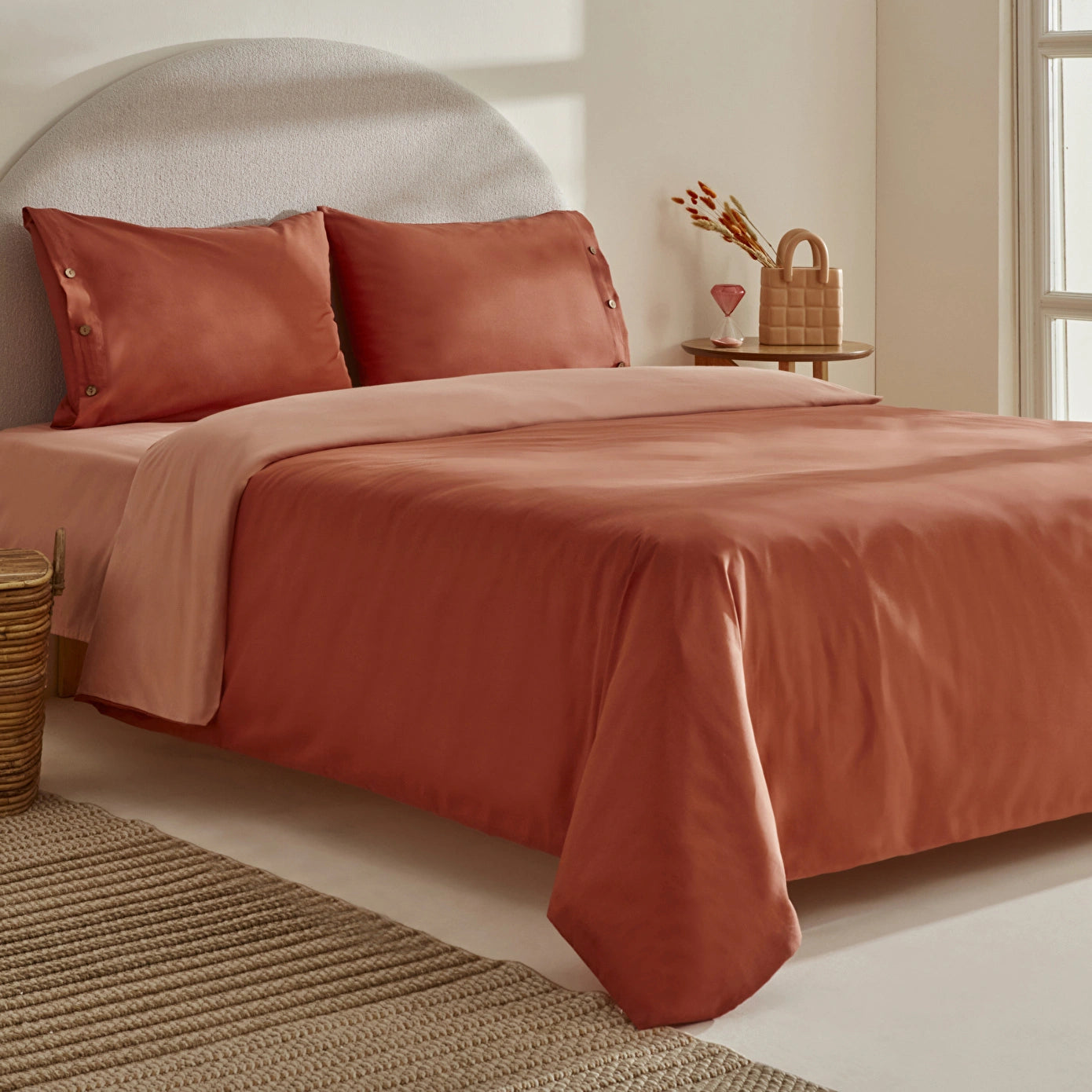 Basis 100% Cotton Double Duvet Cover Set Terracotta