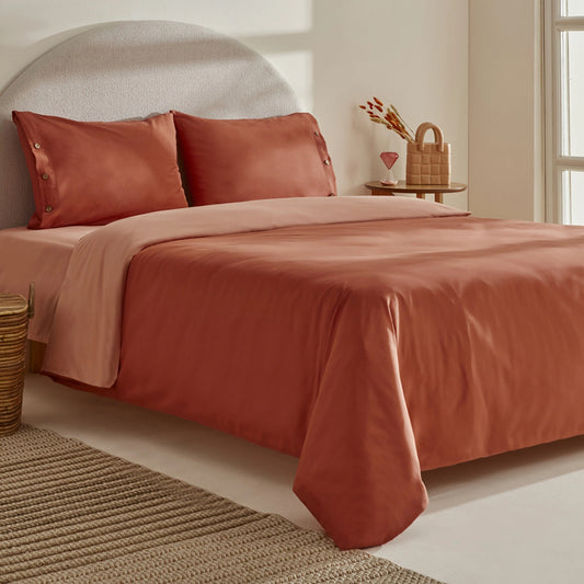Basis 100% Cotton Double Duvet Cover Set Terracotta