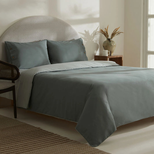 Basis 100% Cotton Double Duvet Cover Set Green