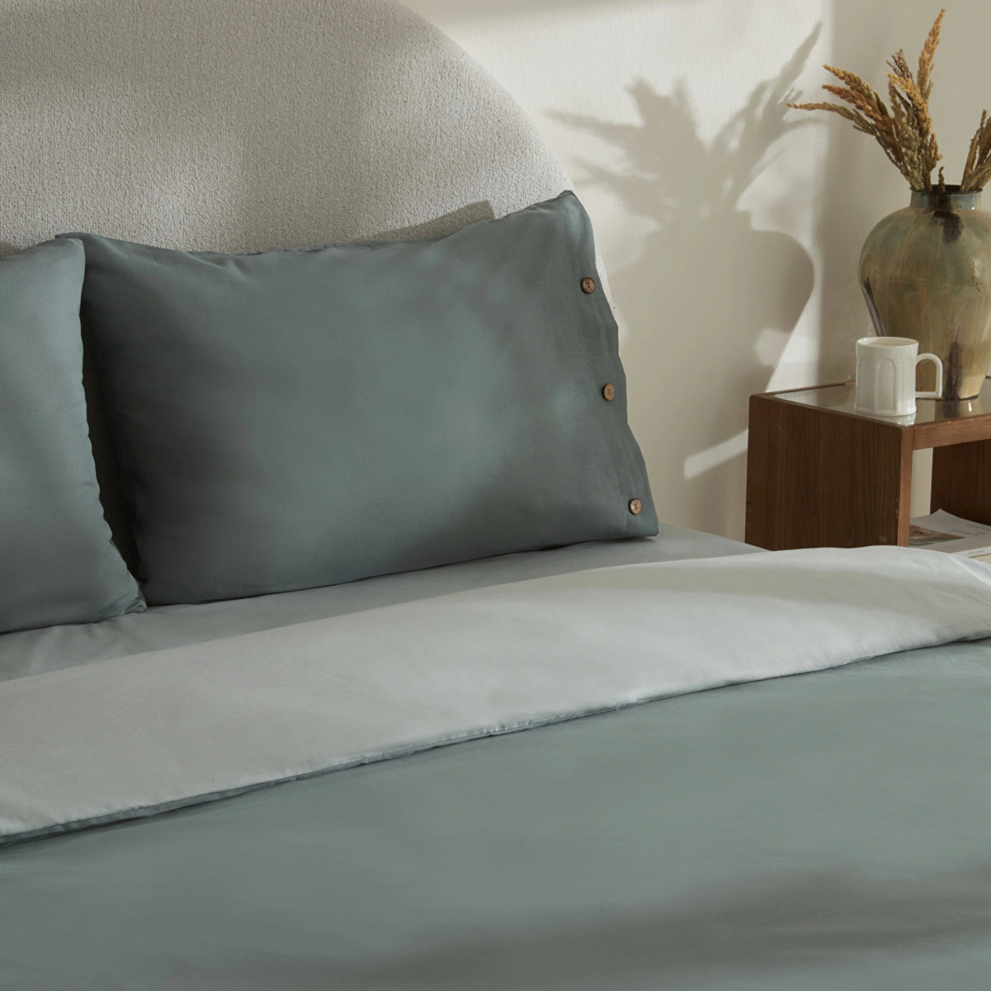 Basis 100% Cotton Double Duvet Cover Set Green