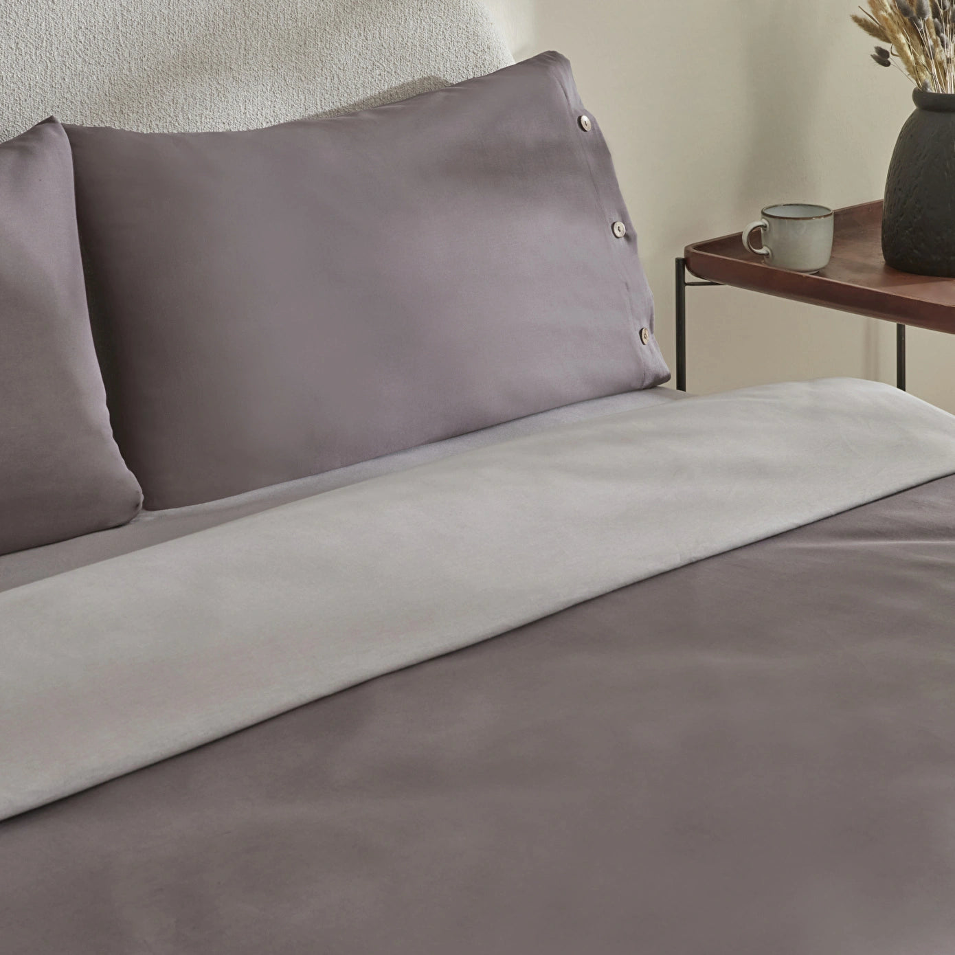 Basis 100% Cotton Double Duvet Cover Set Anthracite