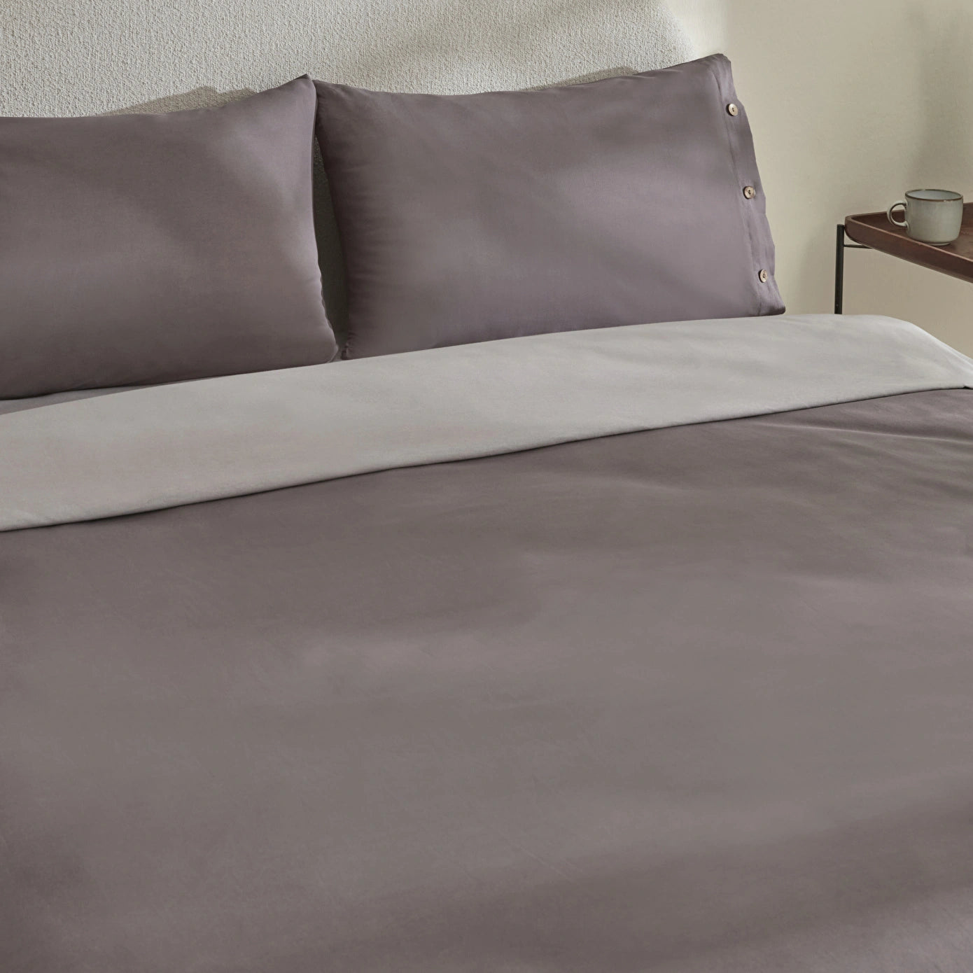 Basis 100% Cotton Double Duvet Cover Set Anthracite