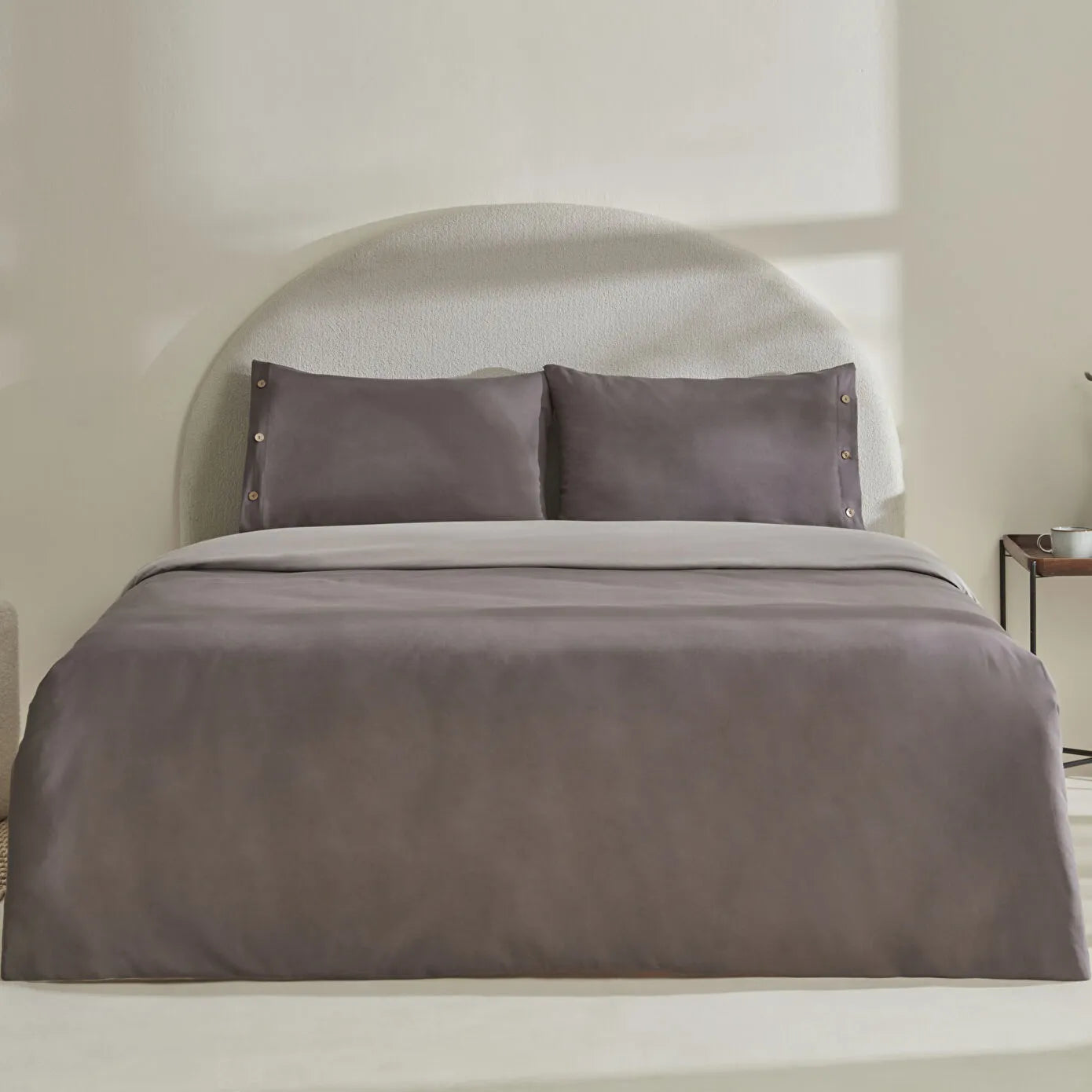 Basis 100% Cotton Double Duvet Cover Set Anthracite