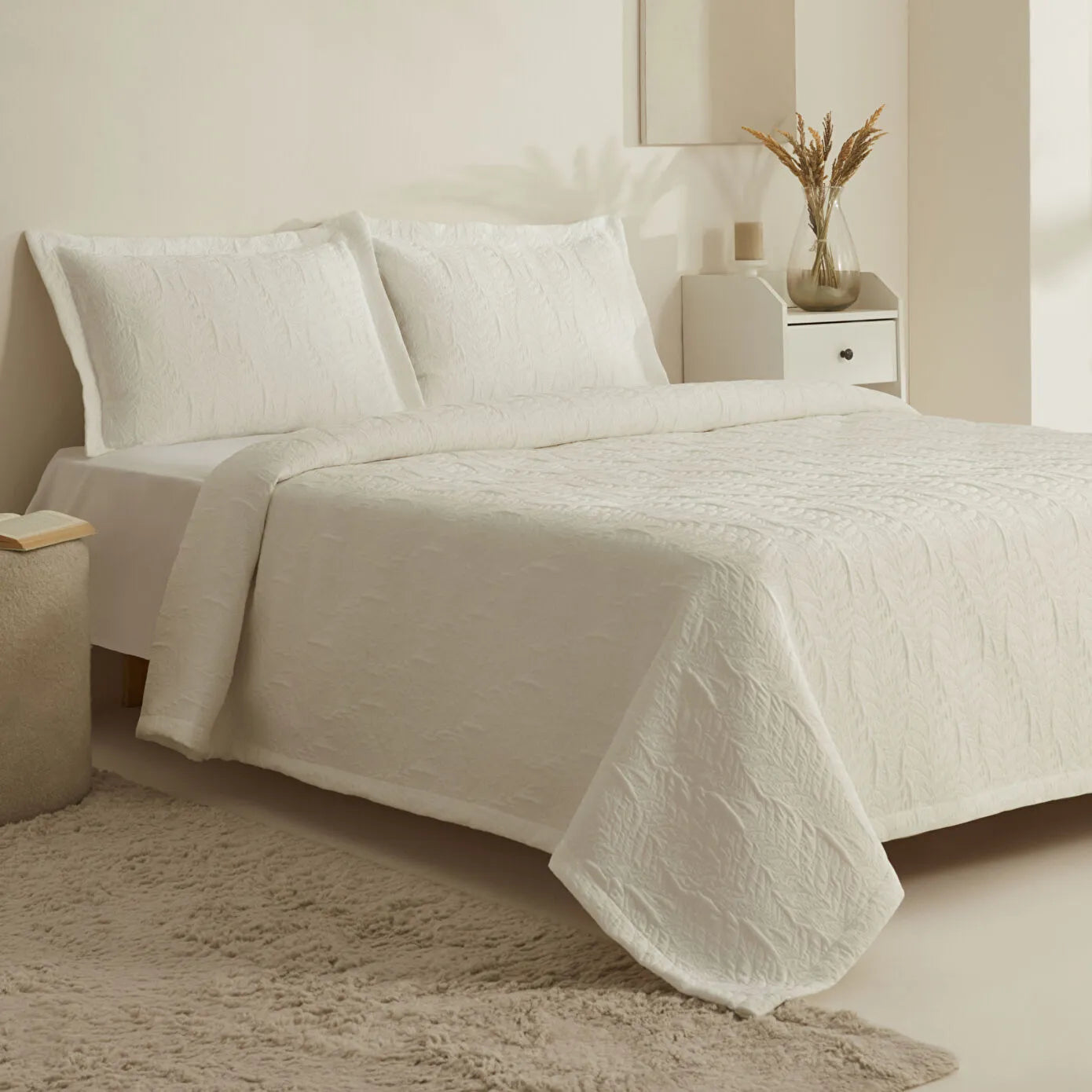 Serenity Double Bedspread Set - White
