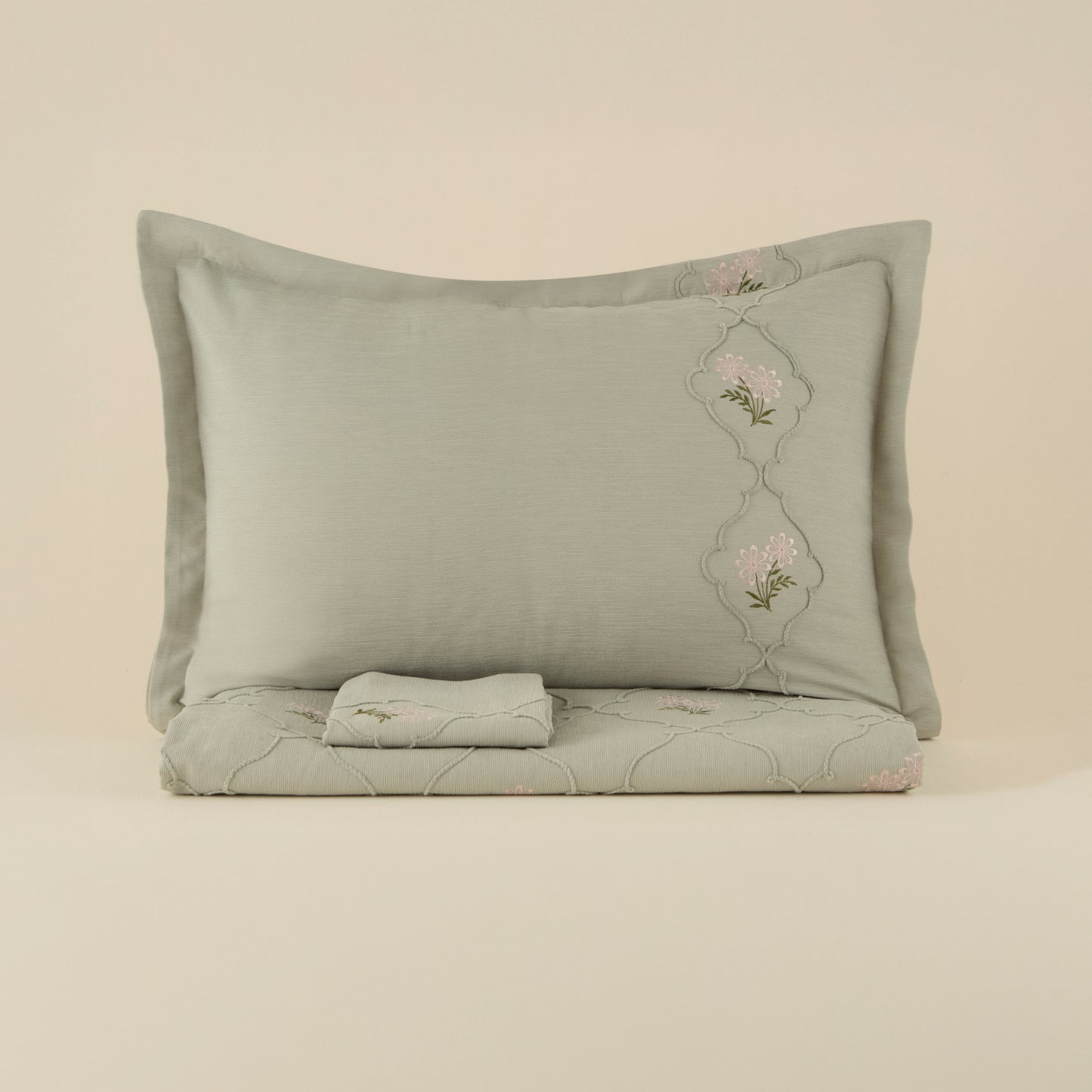 Myra Double Floral Bedspread Sage
