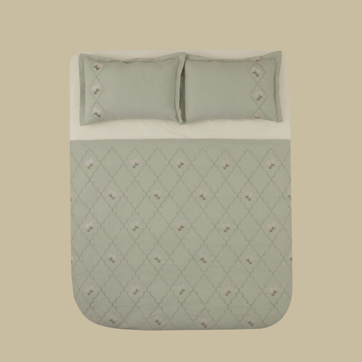 Myra Double Floral Bedspread Sage