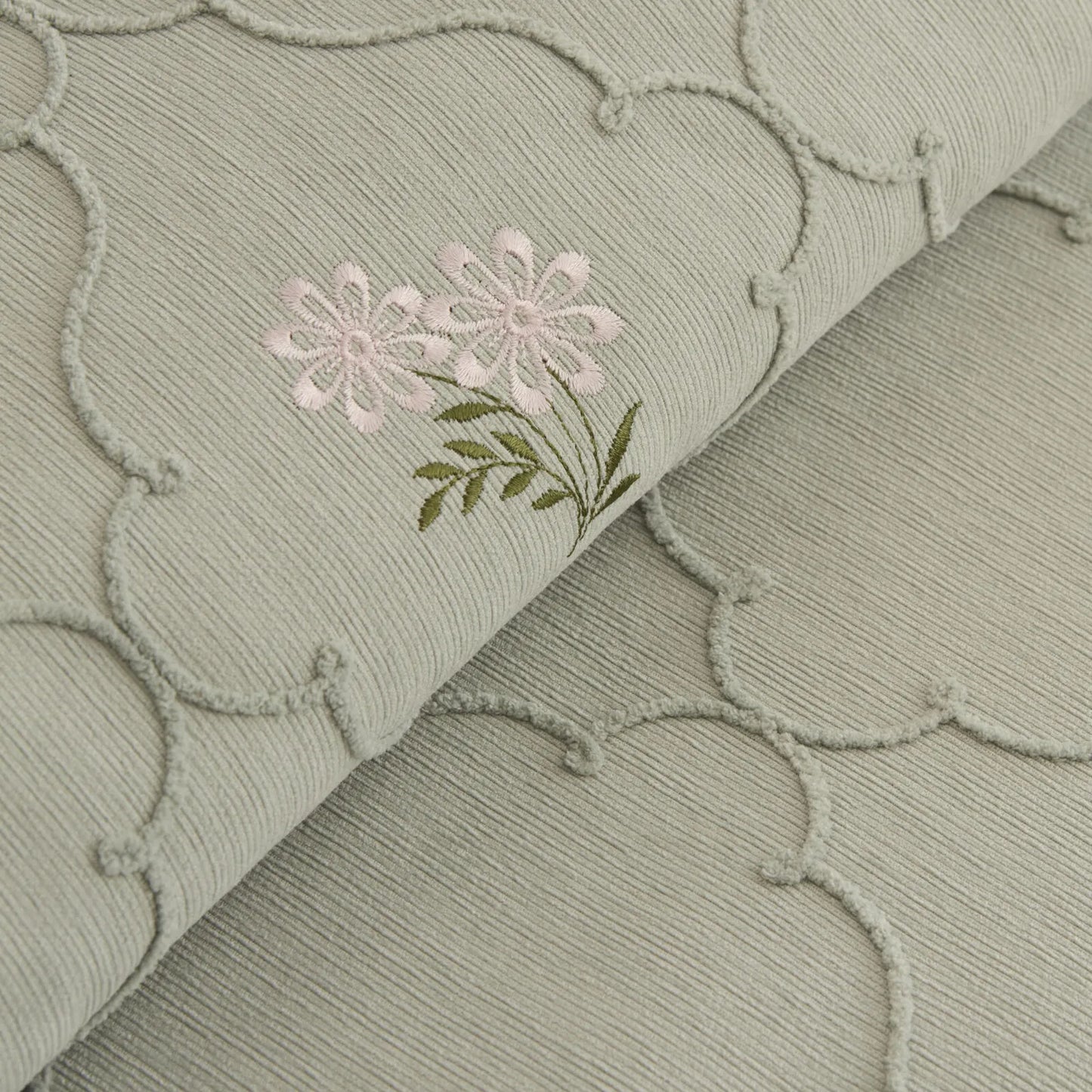 Myra Double Floral Bedspread Sage