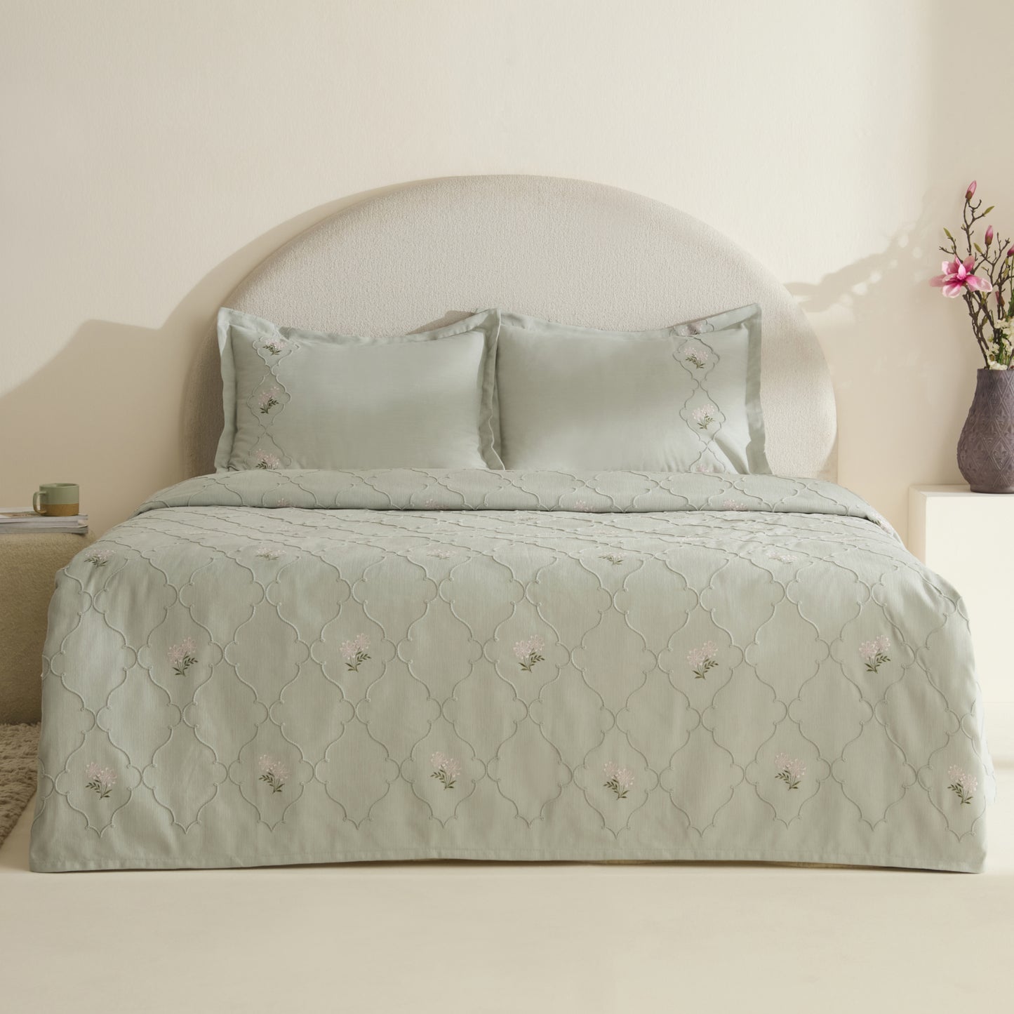 Myra Double Floral Bedspread Sage