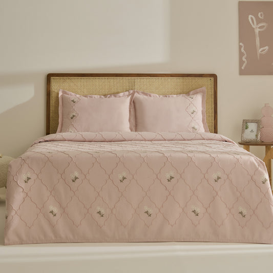 Myra Double Floral Bedspread Powder Pink