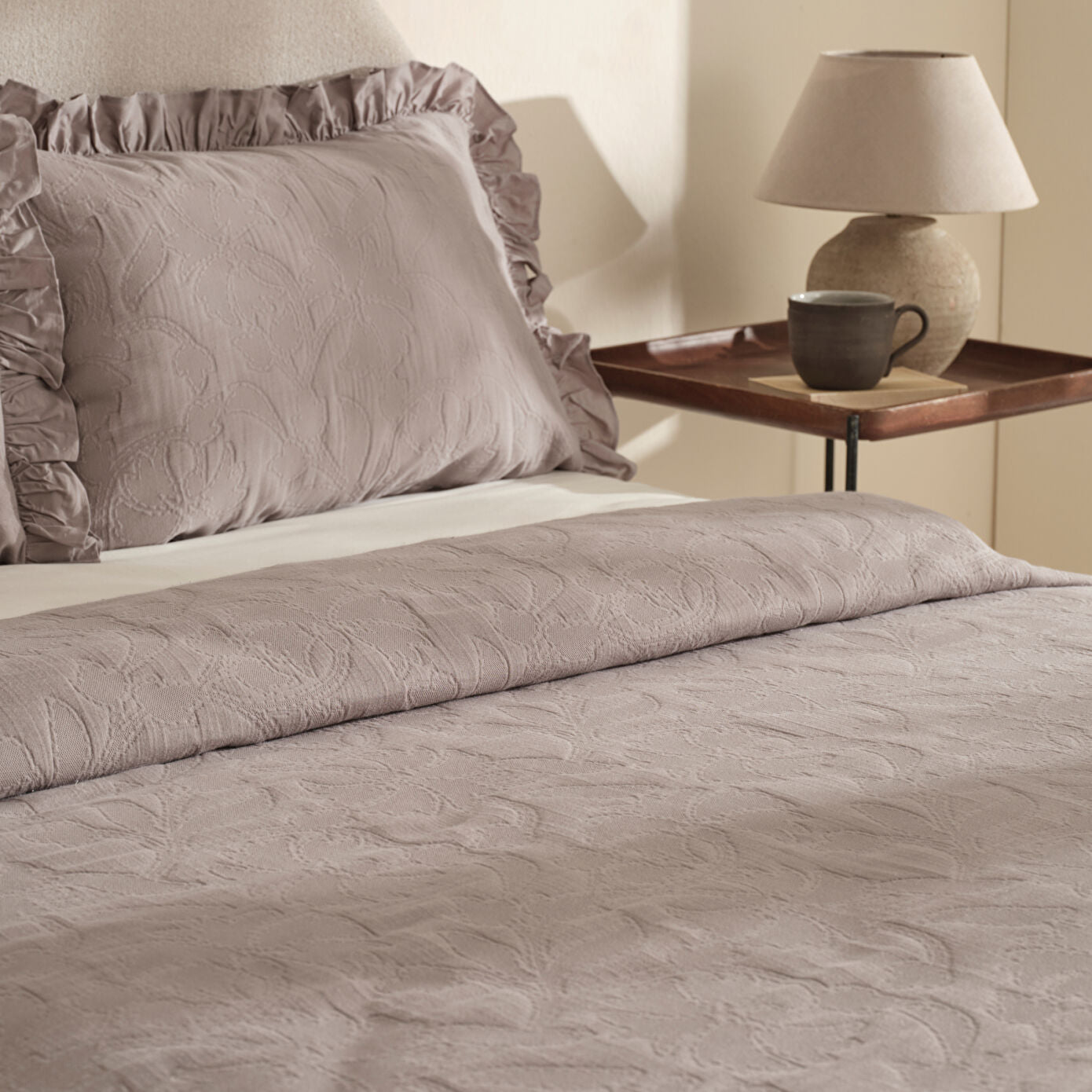 Lavinya 100% Cotton Double Bedspread Set Grey