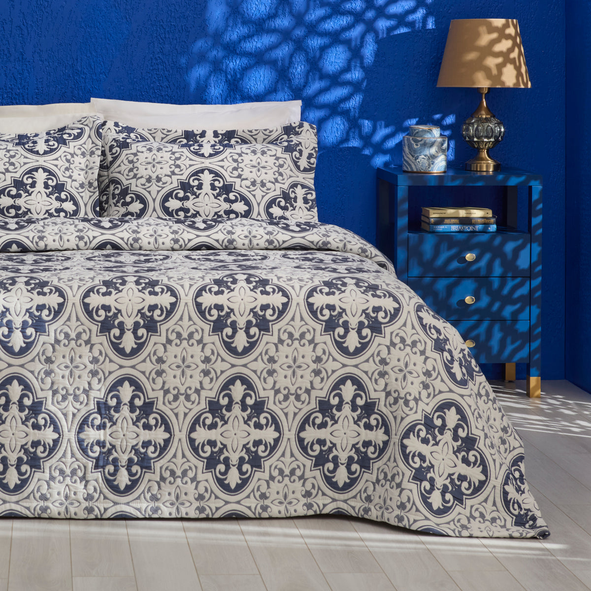 Bluva Double Bedspread Set, Blue