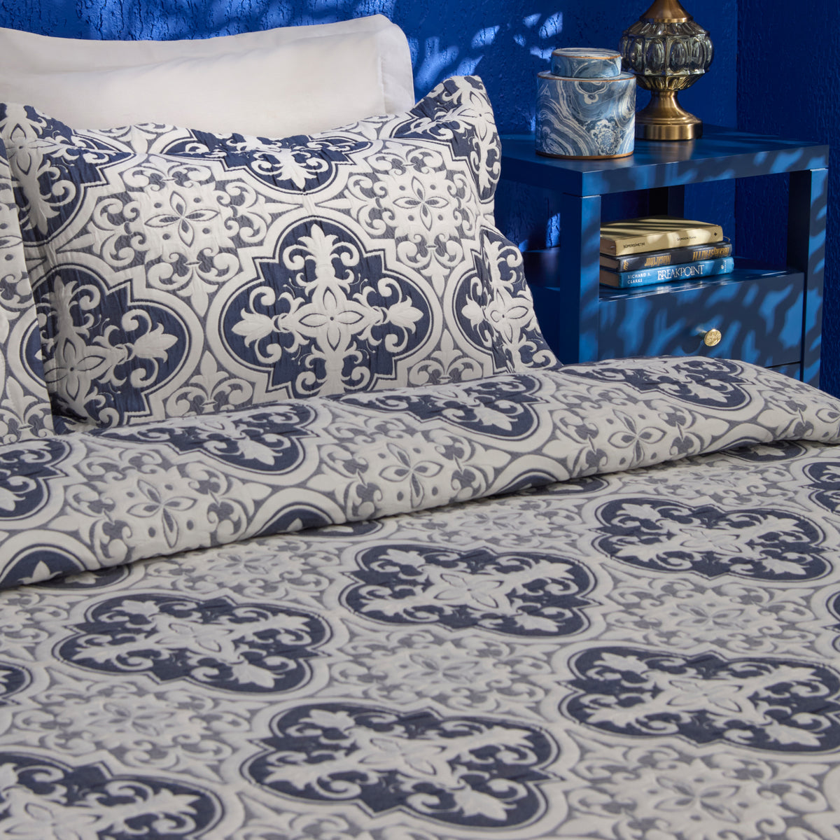Bluva Double Bedspread Set, Blue