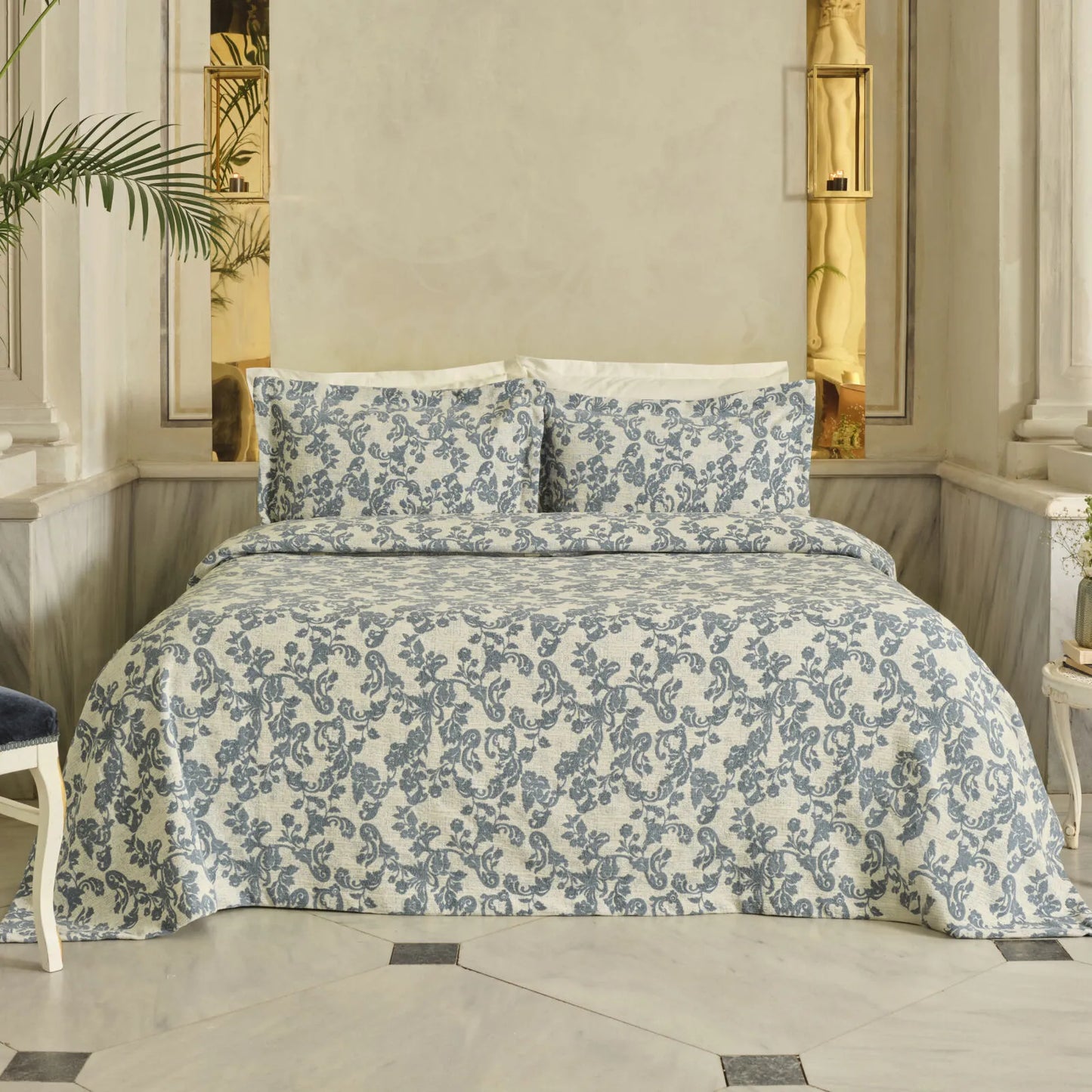 Alina Double Bedspread Set, Blue
