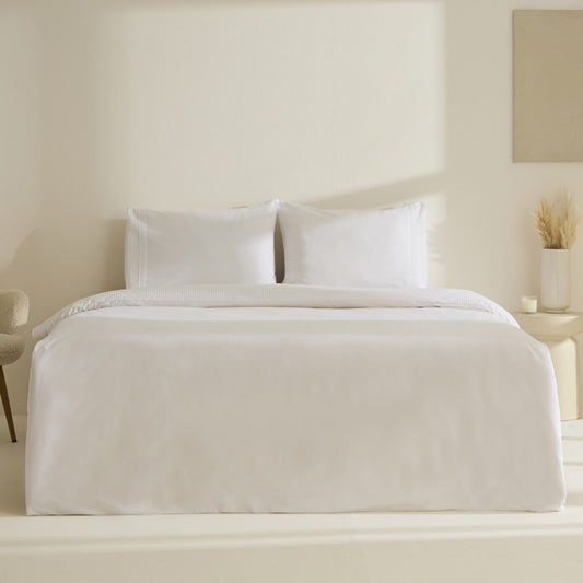 Fiorenza 100% Cotton Double Duvet Cover Set White