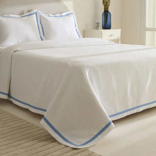 Doris 100% Cotton Double Bedspread Set Powder Blue