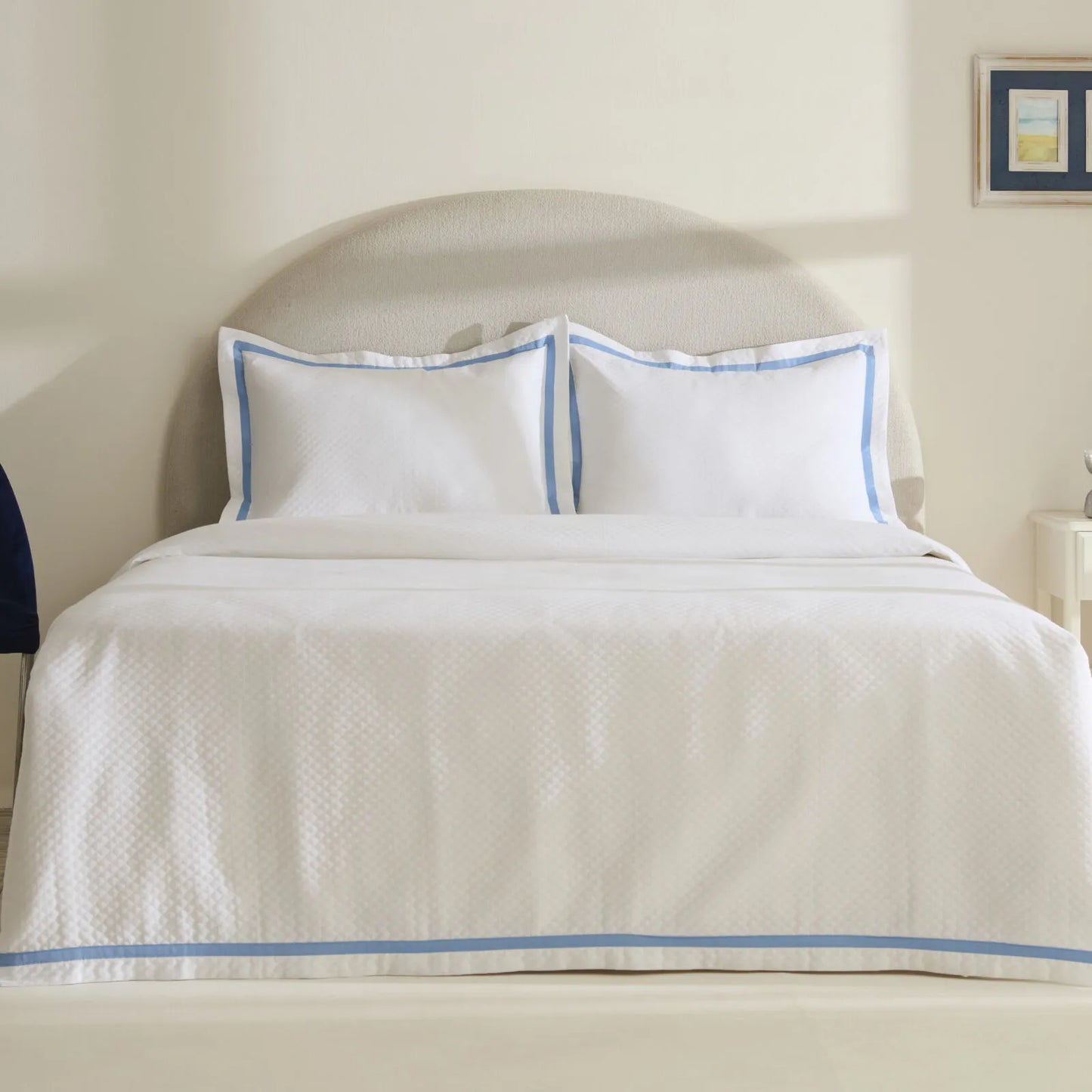 Doris 100% Cotton Double Bedspread Set Powder Blue