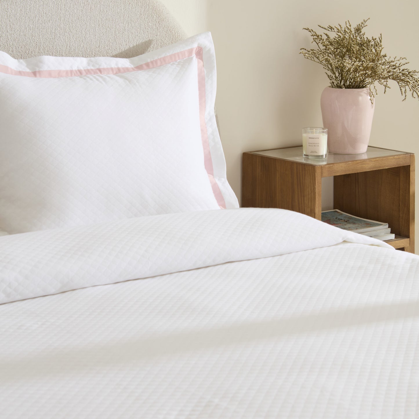 Doris 100% Cotton Double Bedspread Set Powder Pink