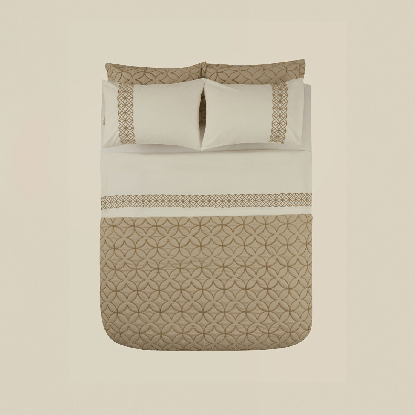 Spica Double 100% Cotton Duet Set Beige
