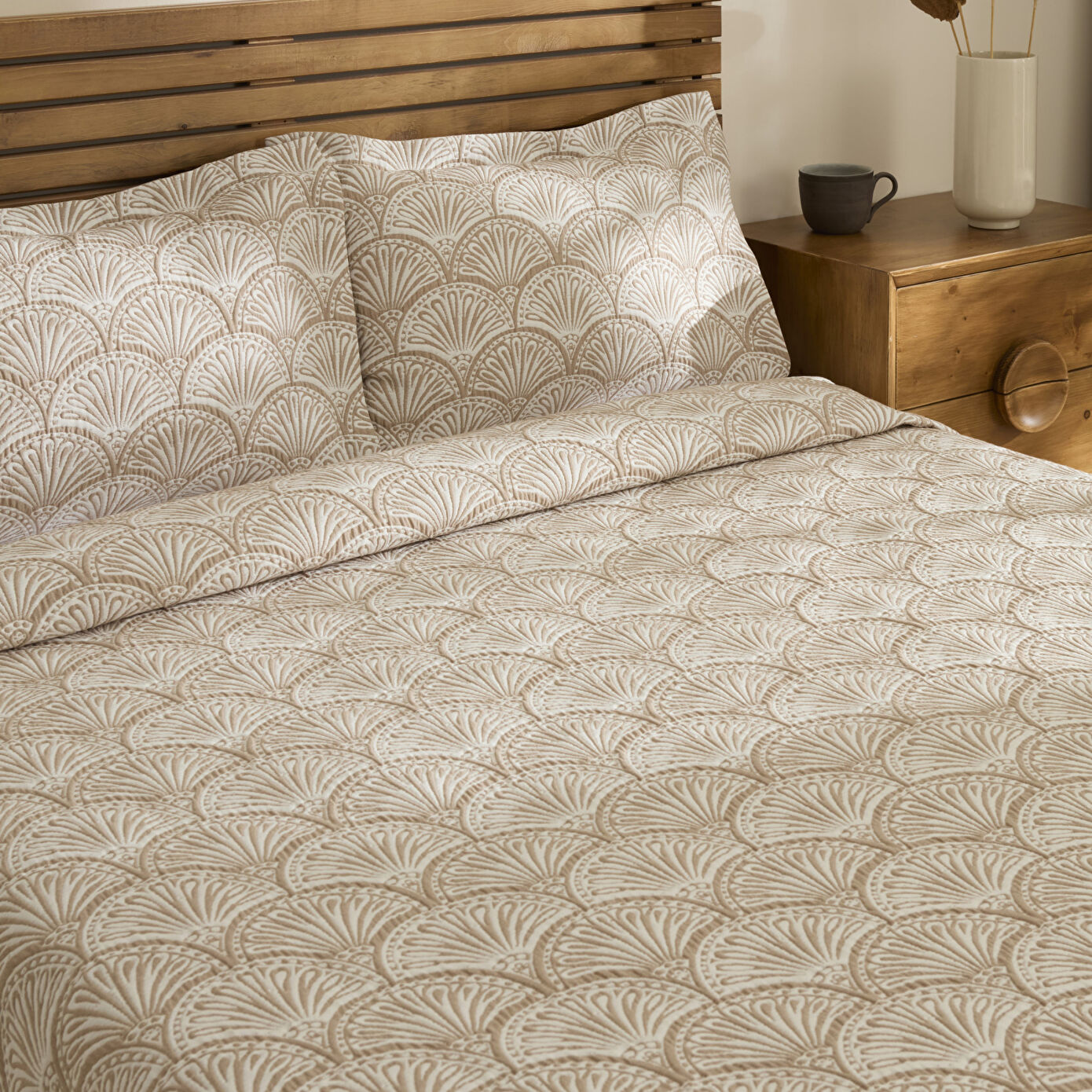 Aurora Double Bedspread Set Beige
