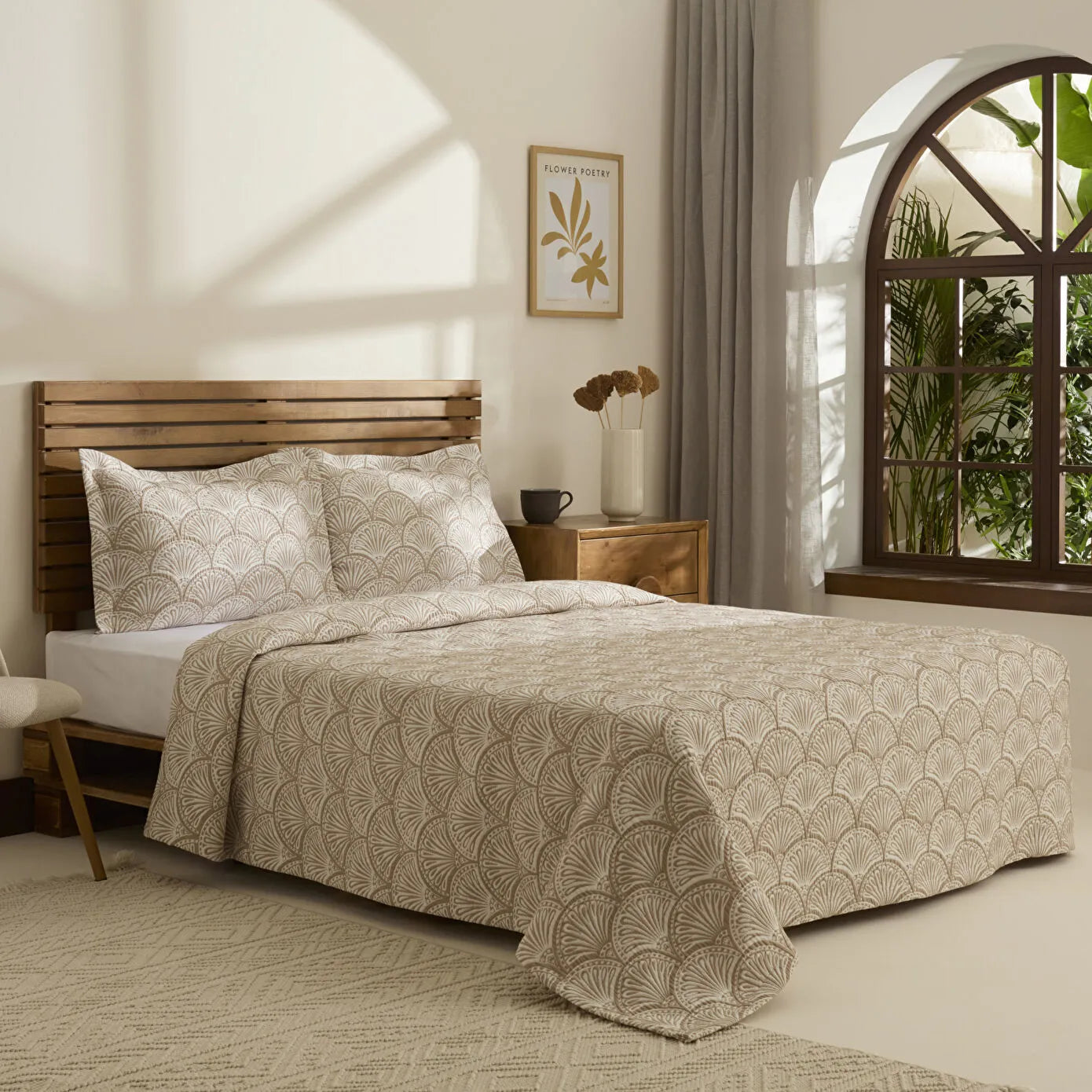 Aurora Double Bedspread Set Beige