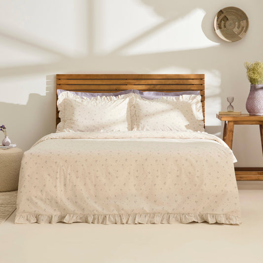 Alesya 100% Cotton Double Duvet Cover Set Lilac