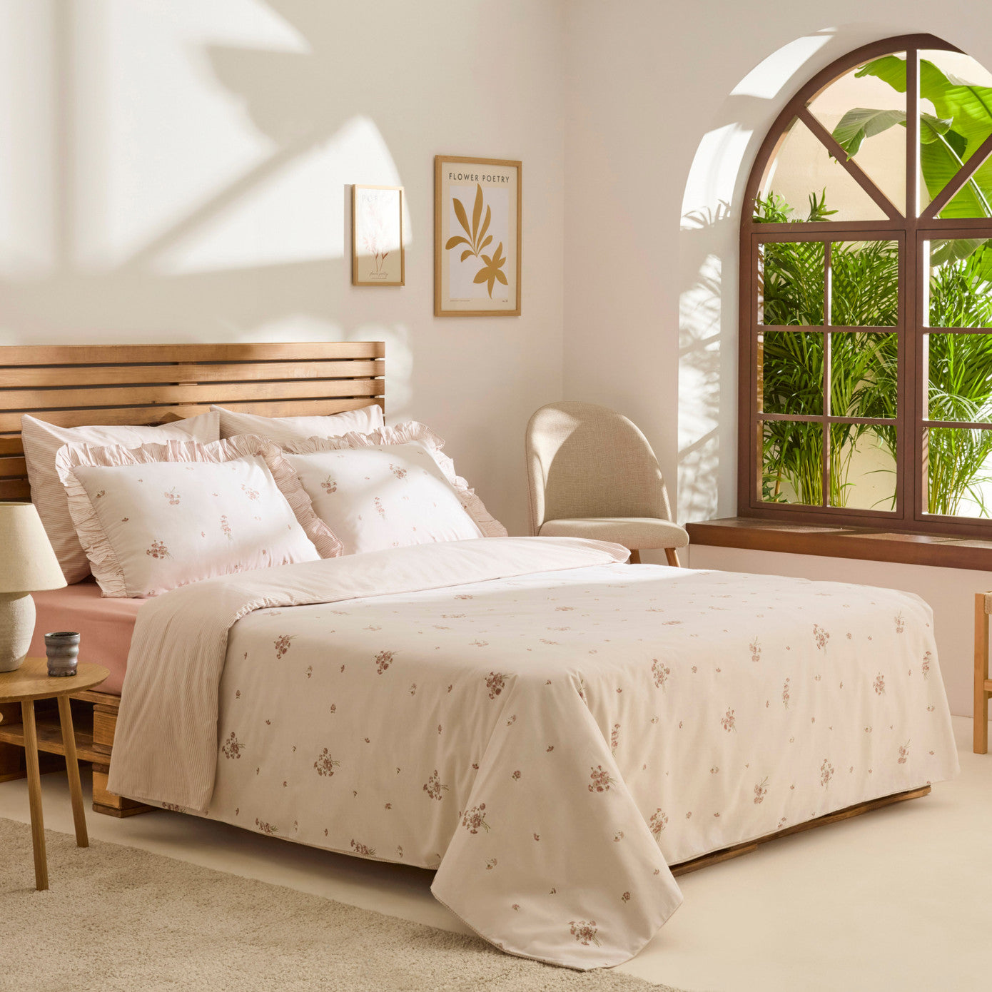 Levina 100% Cotton Double Duvet Cover Set Rose