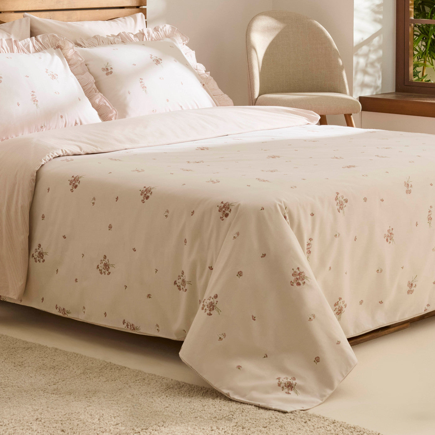 Levina 100% Cotton Double Duvet Cover Set Rose