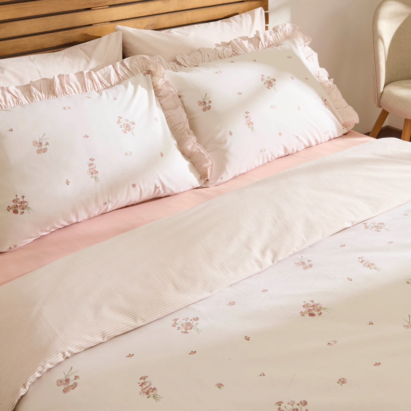 Levina 100% Cotton Double Duvet Cover Set Rose