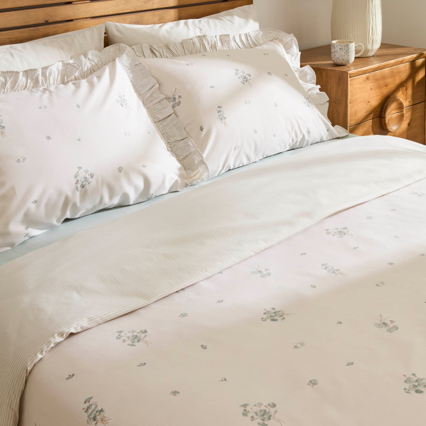 Levina 100% Cotton Double Duvet Cover Set Mint