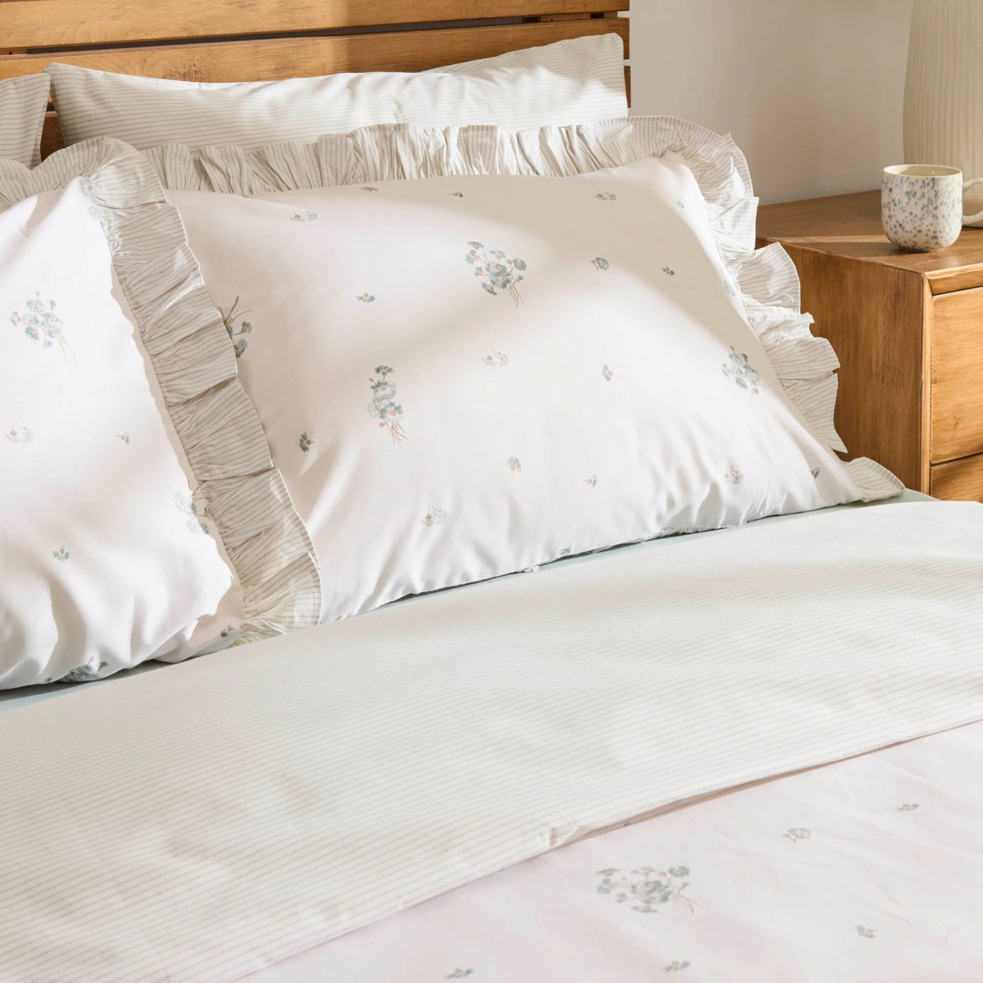 Levina 100% Cotton Double Duvet Cover Set Mint