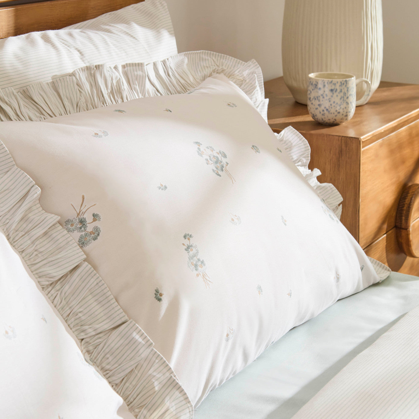 Levina 100% Cotton Double Duvet Cover Set Mint