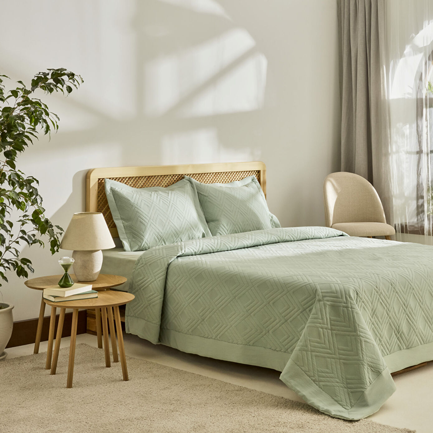Elza Double Bedspread Set Sage