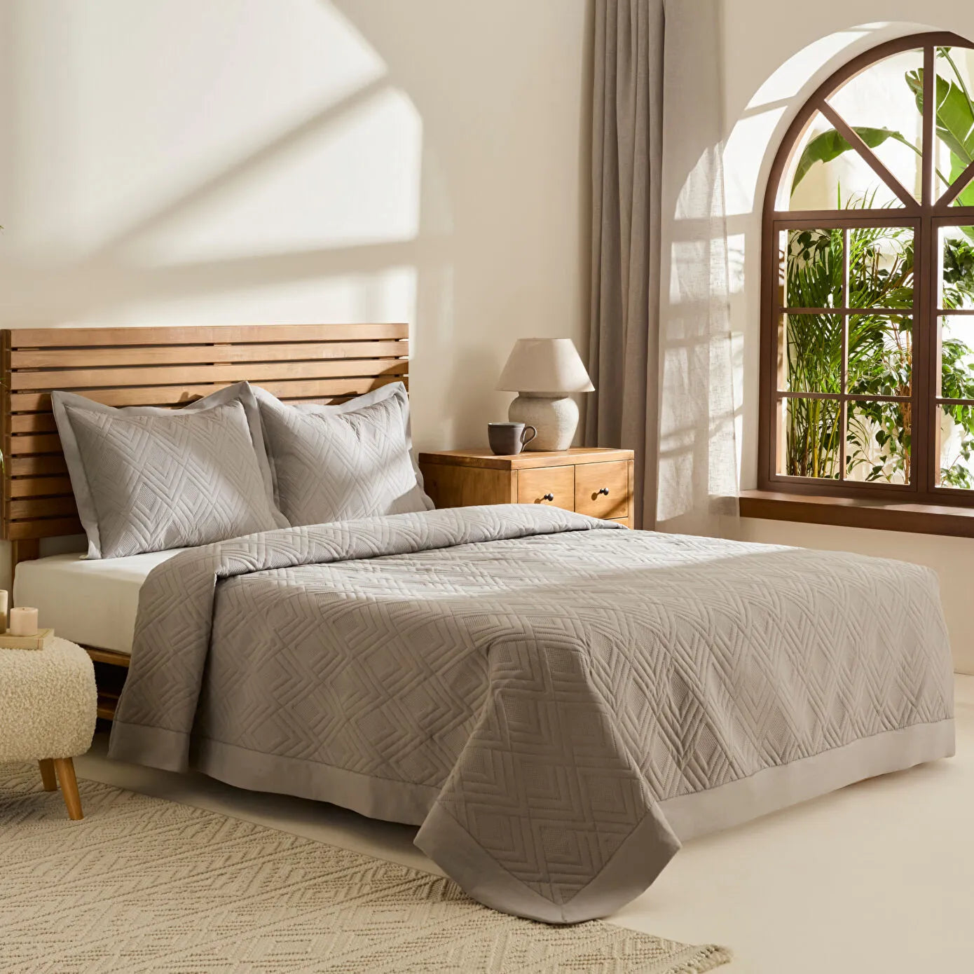 Elza Double Bedspread Set Grey