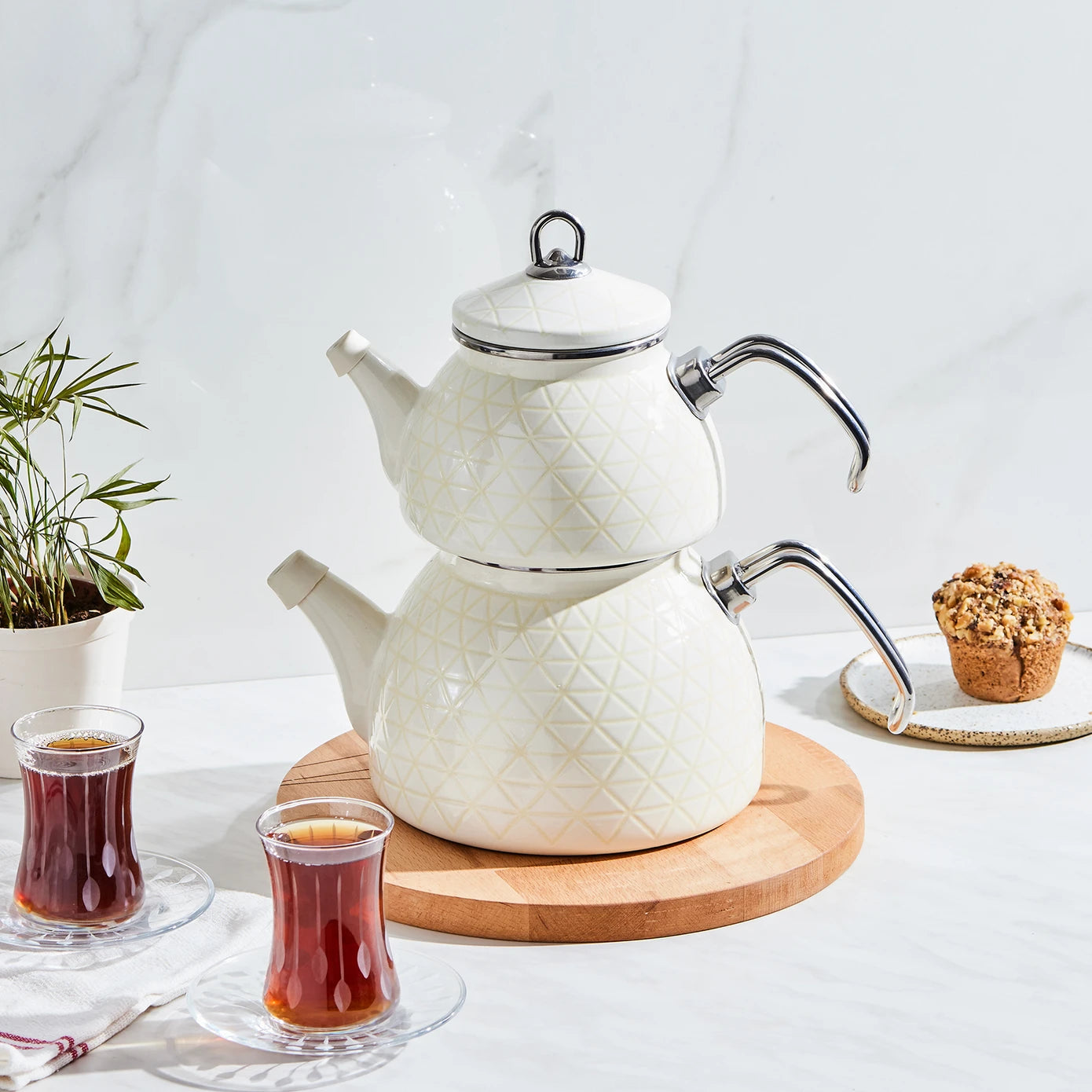 Crystal Induction Based Enamel Midi Teapot Set