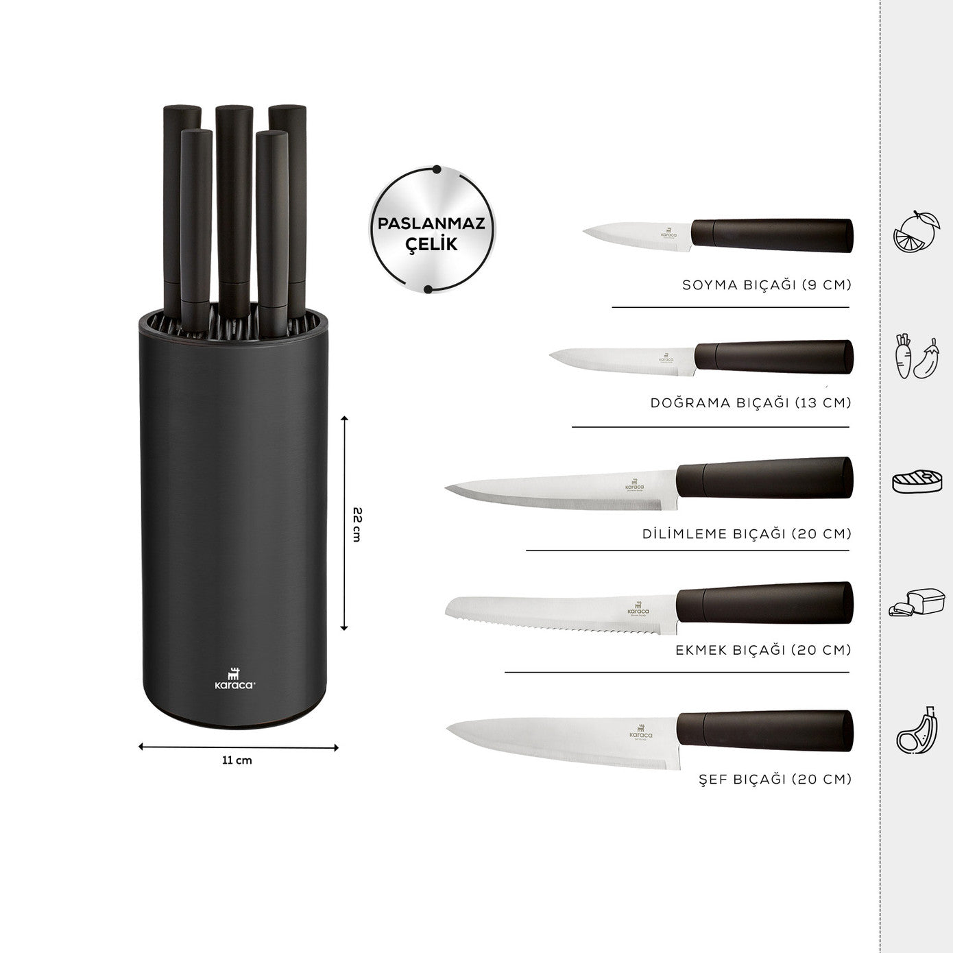 Roscar Black 6 Piece Knife Set