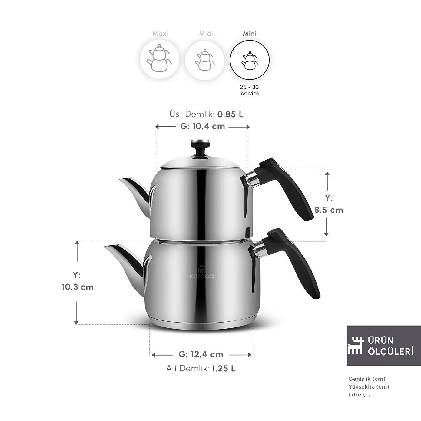 Asiye Induction Base Mini Stainless Steel Teapot Set