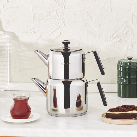 Karaca Jasmine Steel Midi Teapot Set with Induction Base
