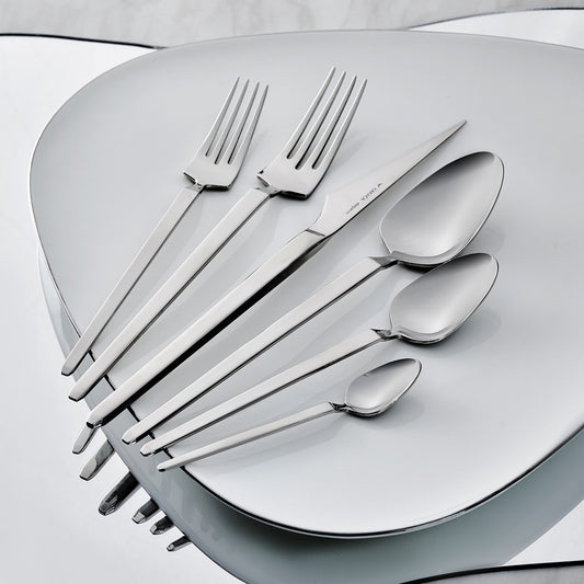 Elegance New Glacial V2 Platinum 12 Person 84 Piece Cutlery Set