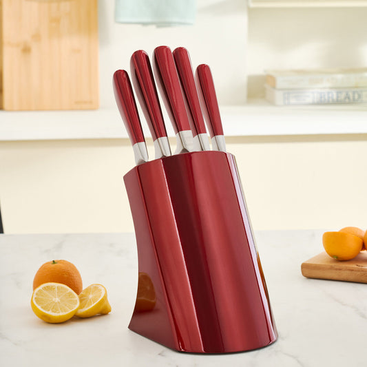 Karaca Samurai Flash Red Japanese Steel 6 Piece Knife Set Red