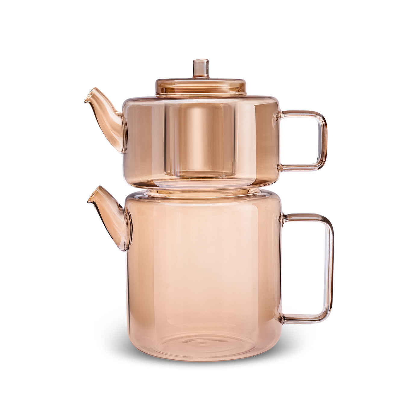 Flat Borosilicate Glass Teapot Amber