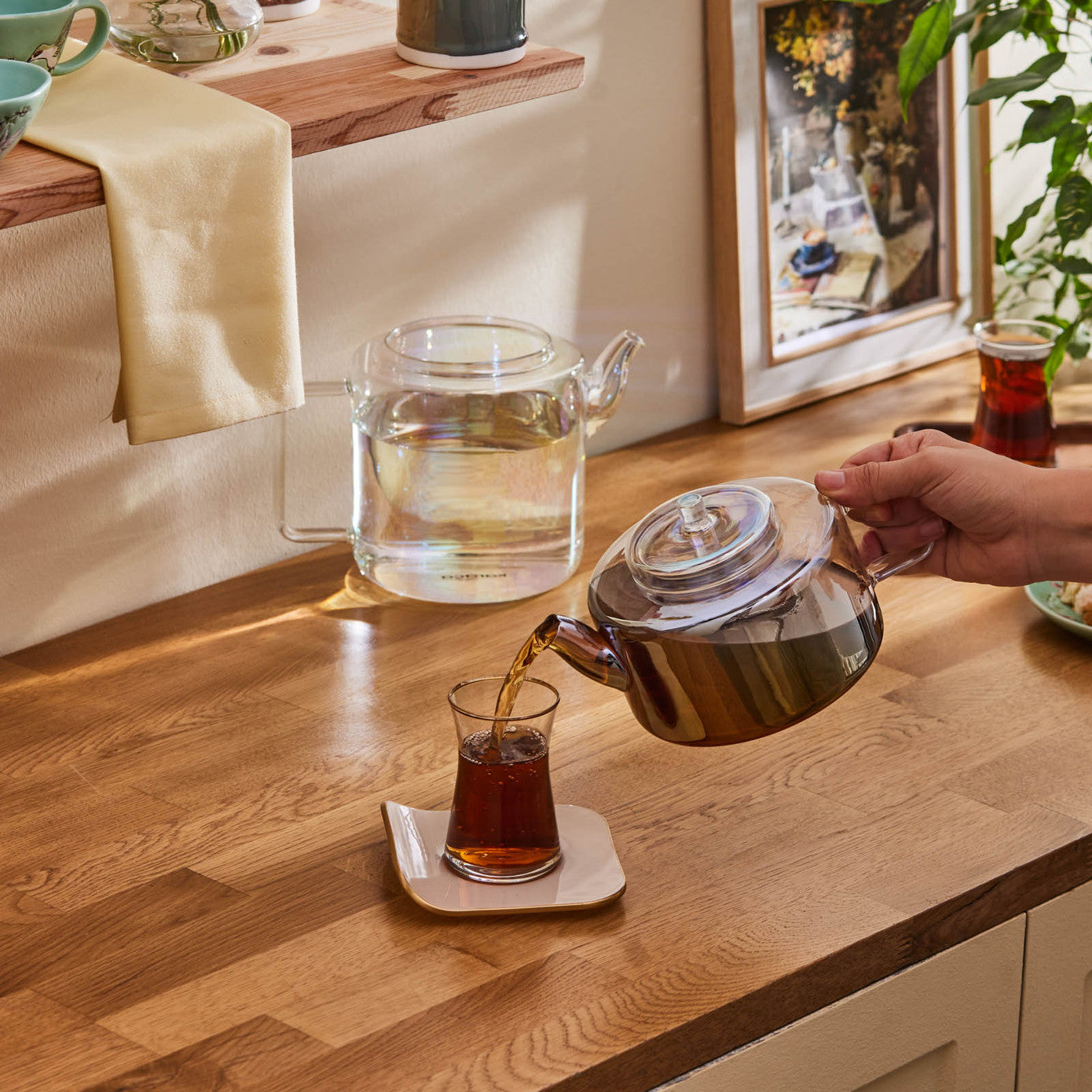 Flat Borosilicate Glass Teapot