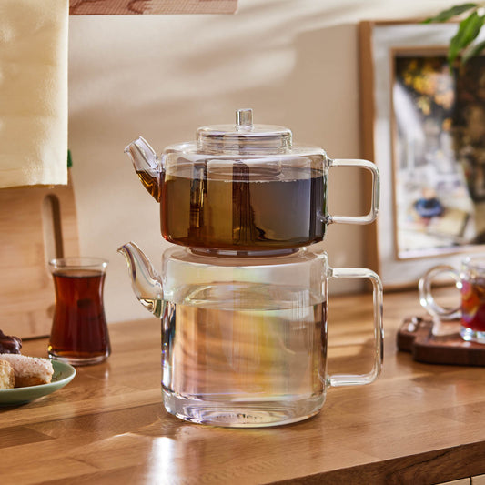 Flat Borosilicate Glass Teapot