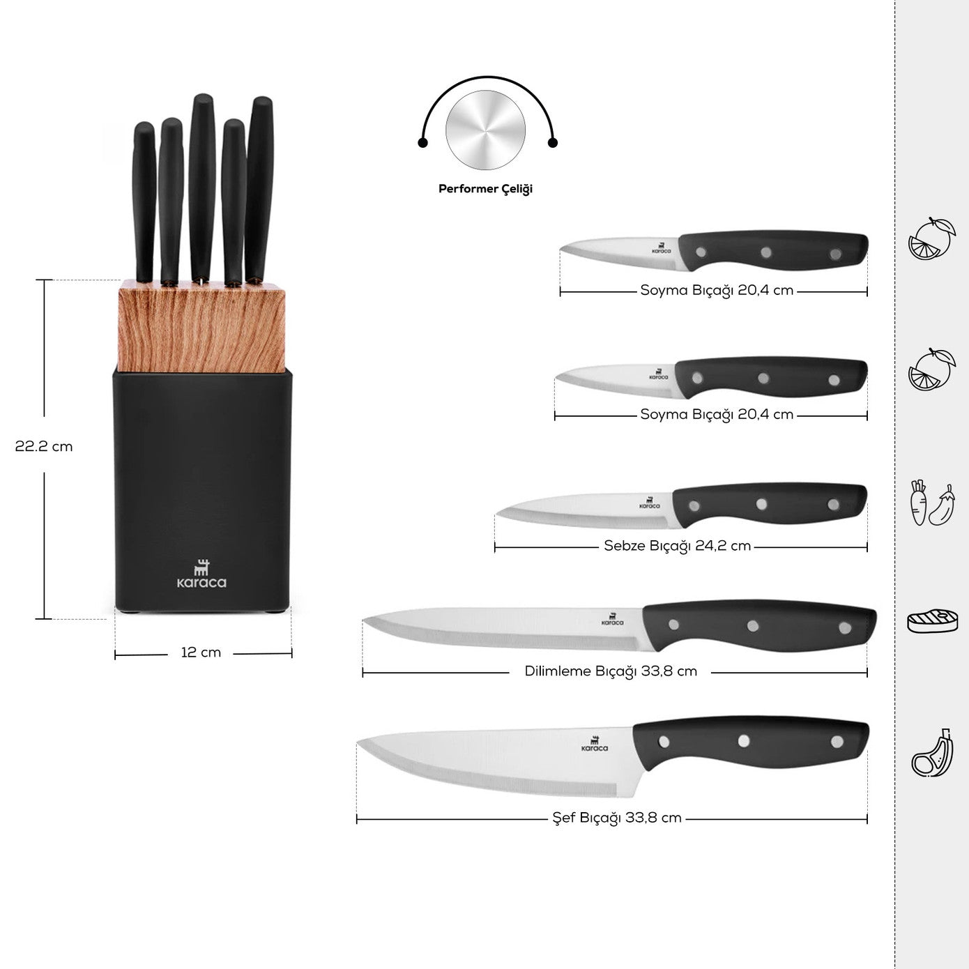 Karaca Mastercut 6 Piece Knife Set Black