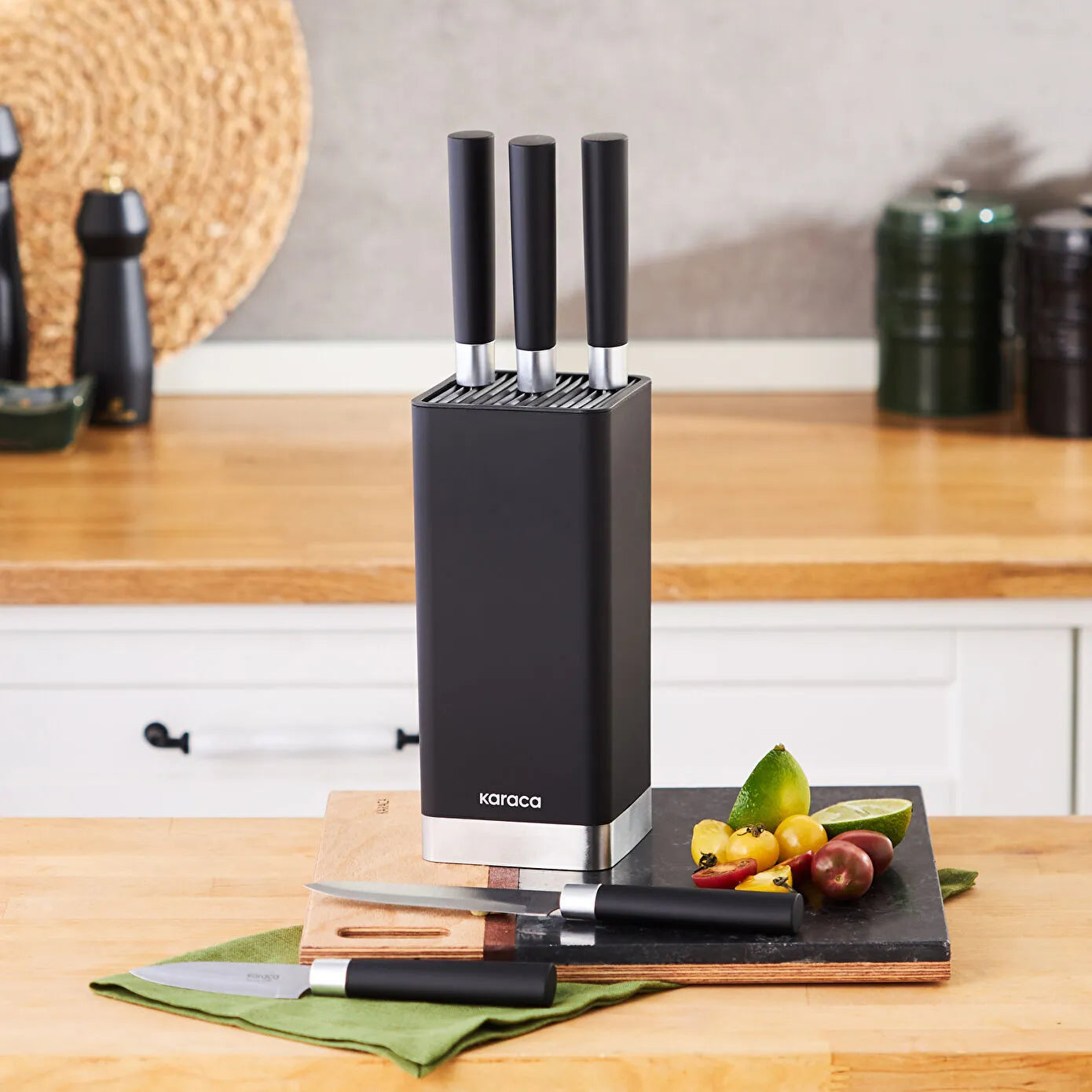 Karaca Skycut 6 Piece Stand and Cleaver Knife Set, Black