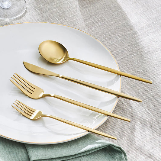 Apricot Faro Matte Gold 24-Piece Cutlery Set for 6 People