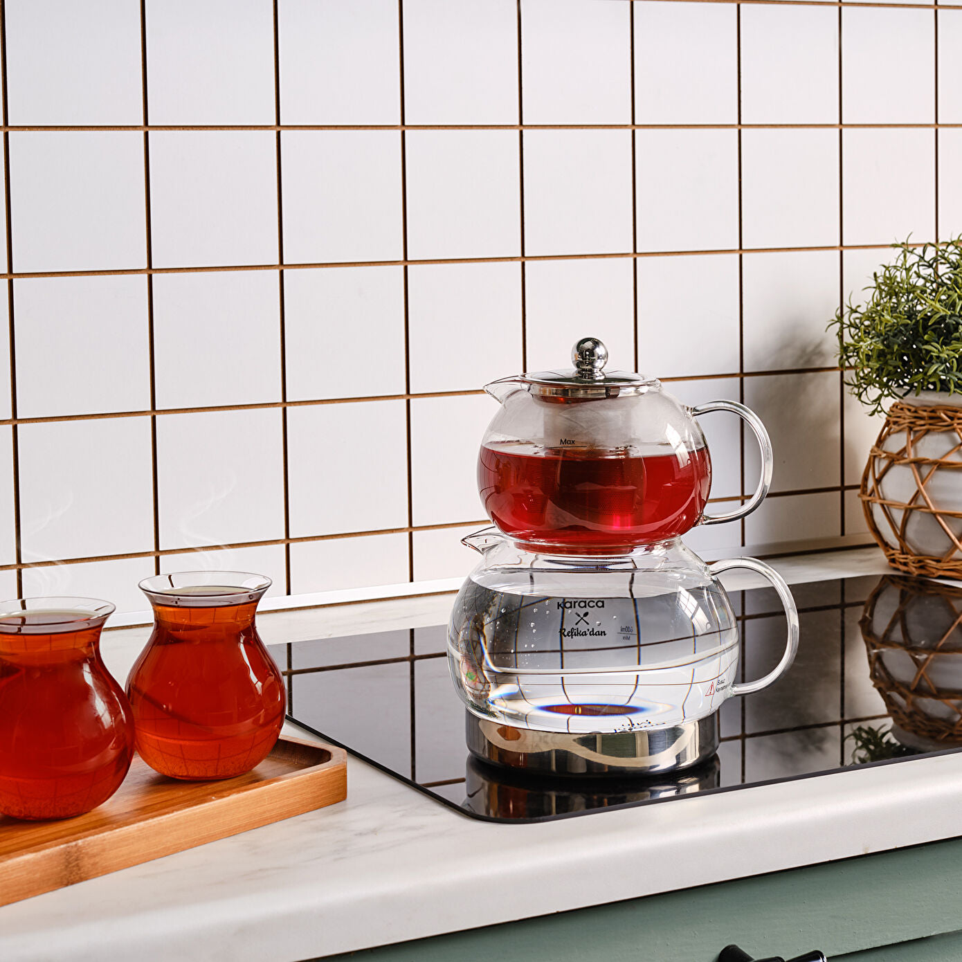 Karaca x Refika Gönlübol Induction Based Glass Teapot