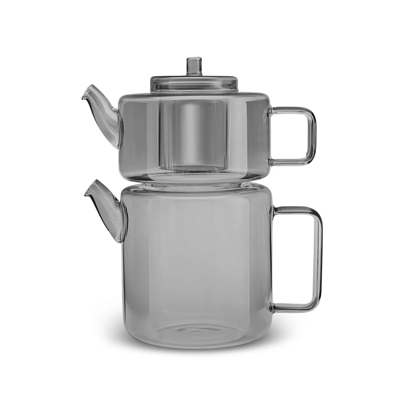 Flat Borosilicate Glass Teapot Smoke Gray