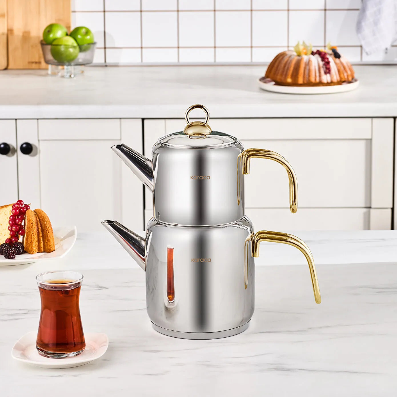 Karaca New Mira Midi Size Teapot Set with Induction Base